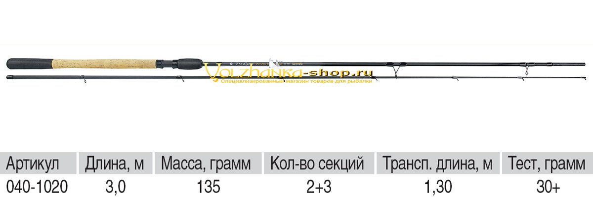 Удилище фидерное Волжанка Pro Sport Dumchev 10ft 30+ 3.0м (2секции+3) тест 30+гр